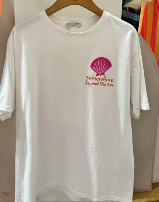Tee shirt tendance palmier et coquillages 