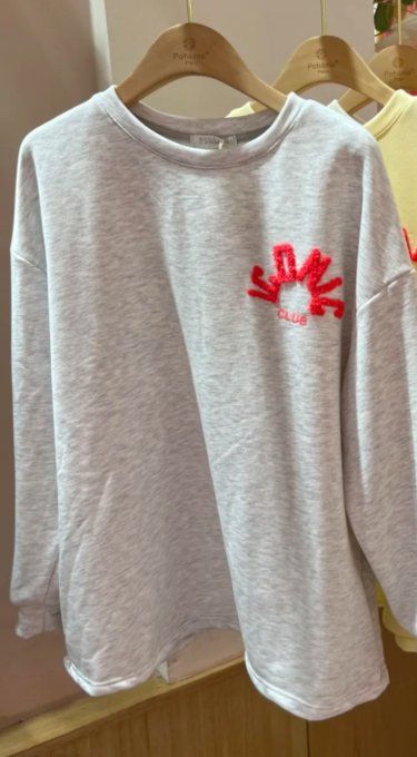 Sweat gris inscription ICONIC colorée 