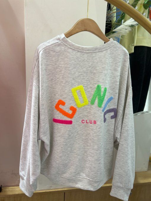 Sweat gris inscription ICONIC colorée 