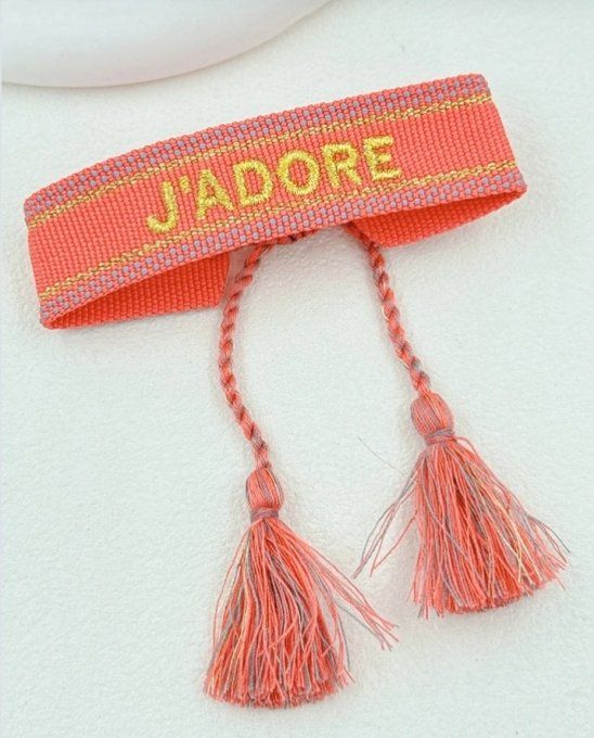 Bracelet j'adore en tissu tendance 11 modèles 