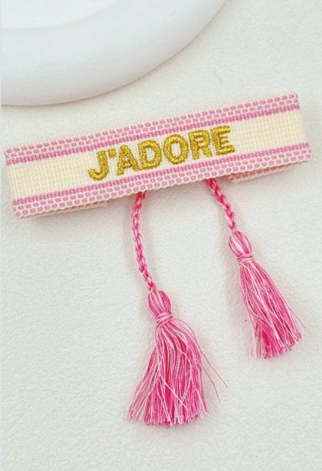 Bracelet j'adore en tissu tendance 11 modèles 