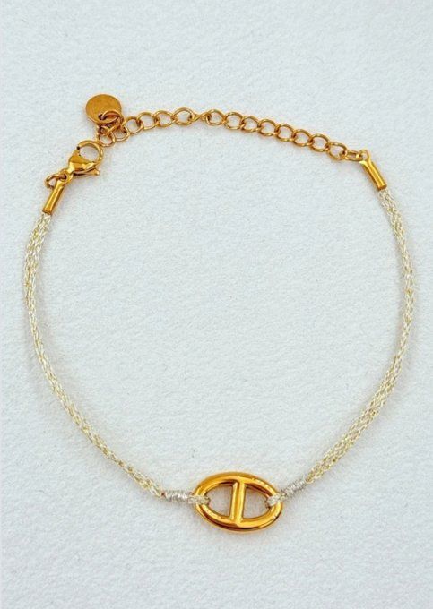 Joli bracelet corde blanche réglable 