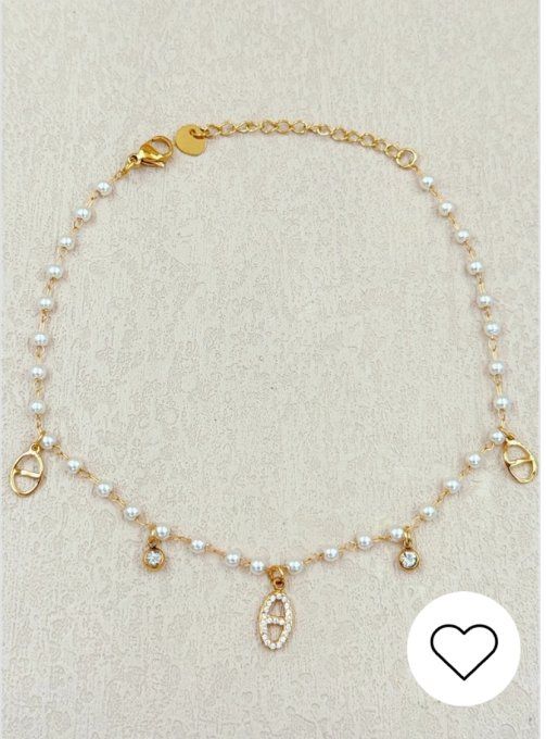 Bracelet de cheville noeud marin et strass