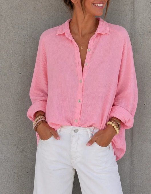 Chemise inscription Good Vibes en gaze de coton 2 coloris 