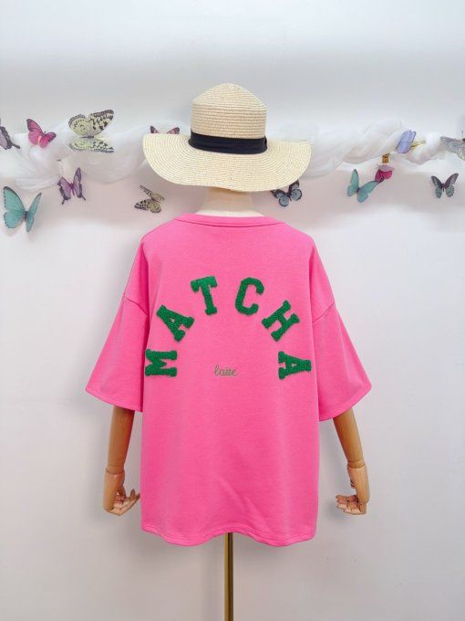 Top manches courtes Matcha blanc ou rose