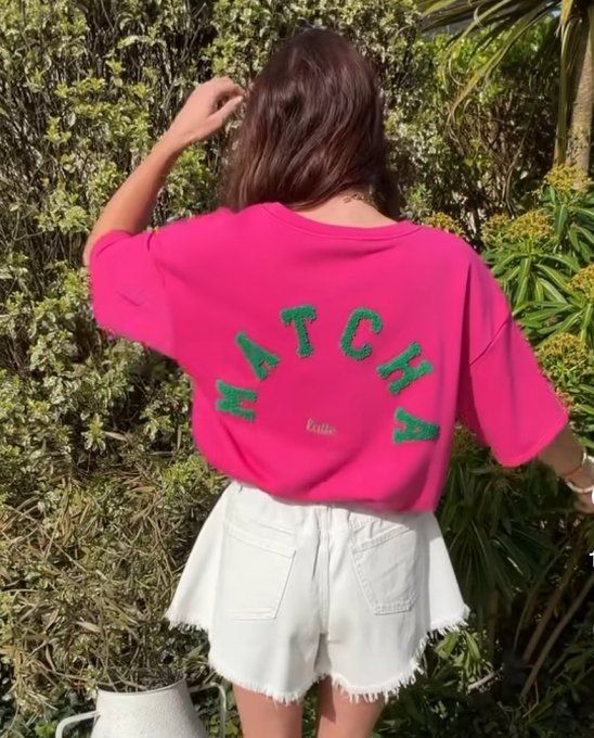 Top manches courtes Matcha blanc ou rose