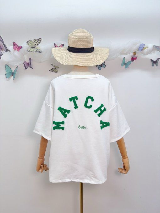 Top manches courtes Matcha blanc ou rose