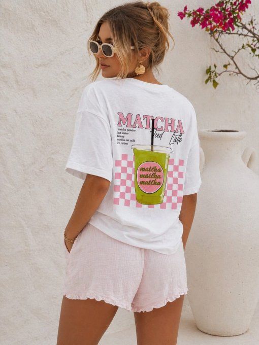 Tee shirt blanc Matcha tendance 