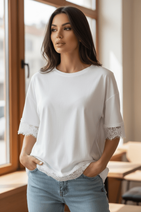 Top blanc avec dentelle 