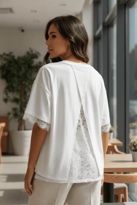 Top blanc avec dentelle 