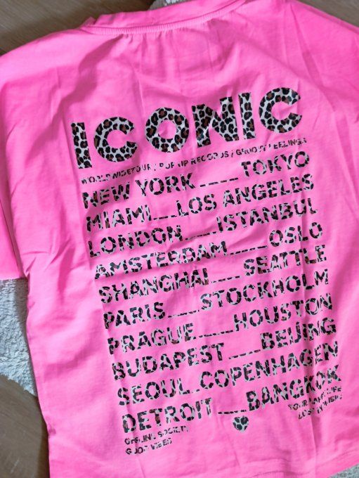 Tee shirt iconic iconic rose fluo