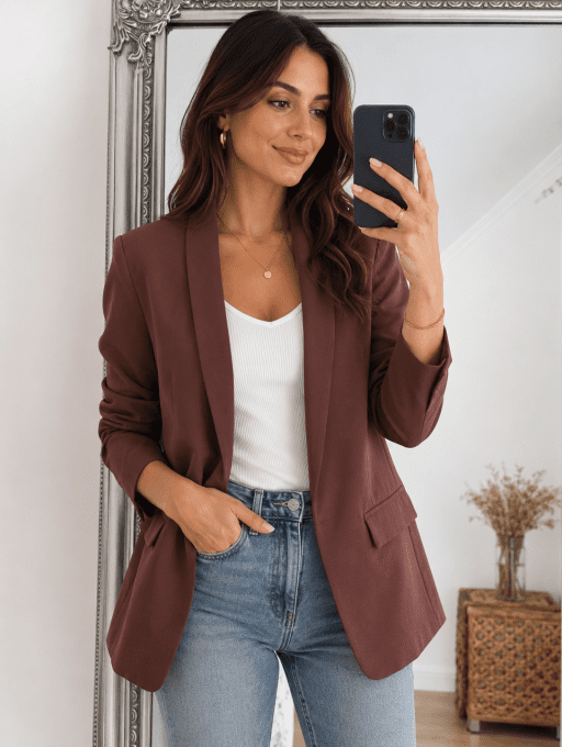 Beau blazer marron. Taille unique 36 au 40