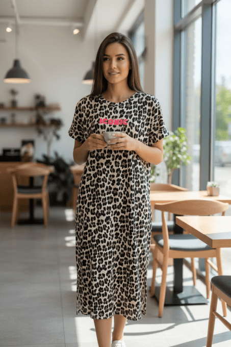 Belle robe longue Iconic imprimé léopard 2 coloris 