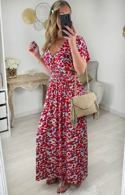 Robe magique fleurie avec manches taille unique 36 au 50 - Copie