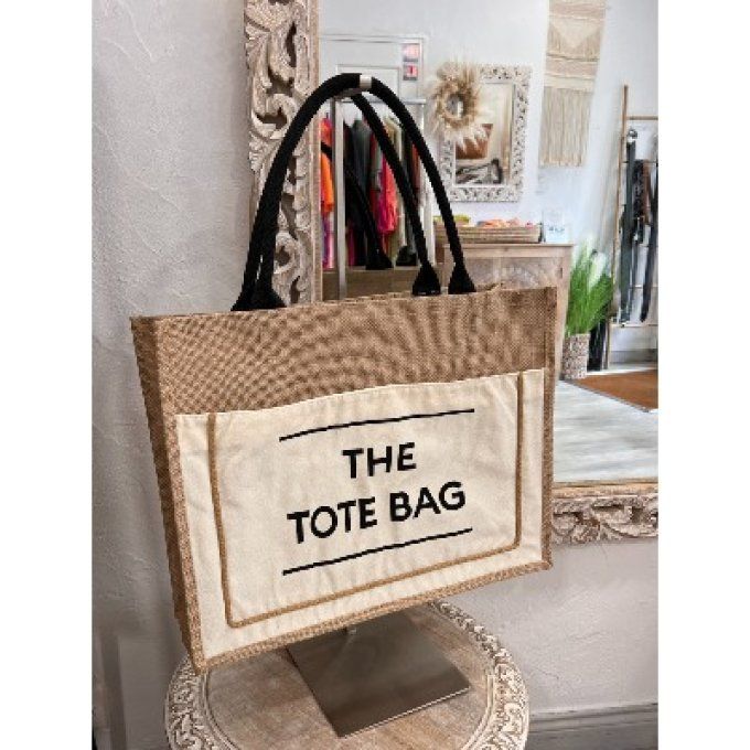 Sac Cabas en lin inscription " the tote bag "