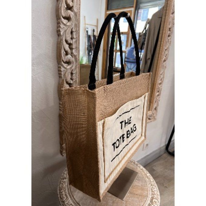 Sac Cabas en lin inscription " the tote bag "
