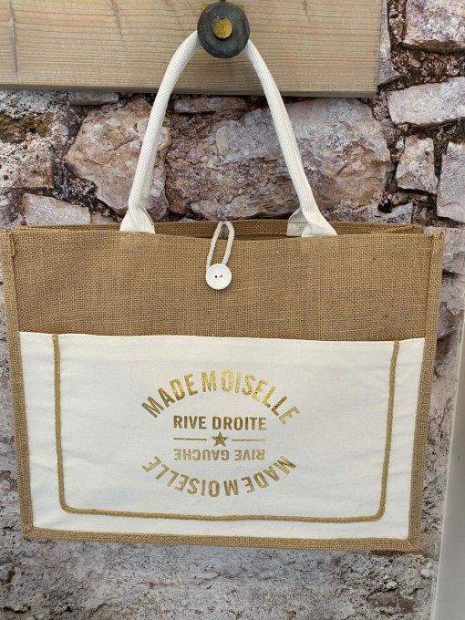 Sac cabas inscription Mademoiselle Rive droite Rive gauche