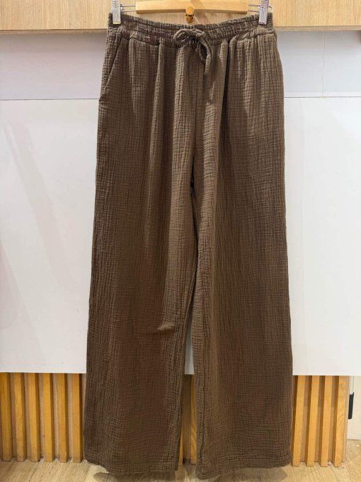 Pantalon gaze de coton chocolat taille unique 36/42