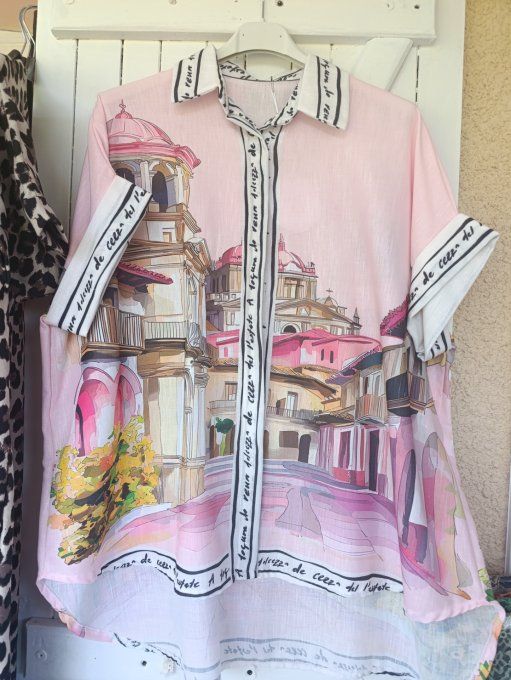 Chemise imprimée tendance avec Lin - T.U 36/46
