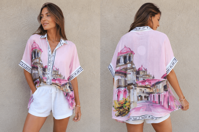 Chemise imprimée tendance avec Lin - T.U 36/46