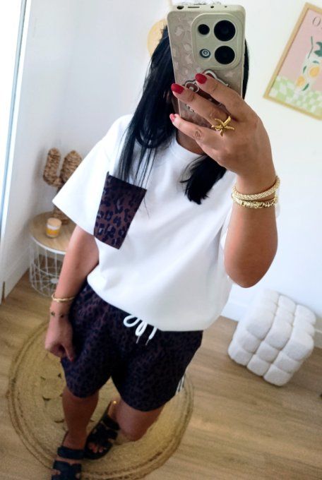 Ensemble top et short avec du léopard - t.u 36/42