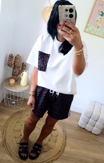 Ensemble top et short avec du léopard - t.u 36/42