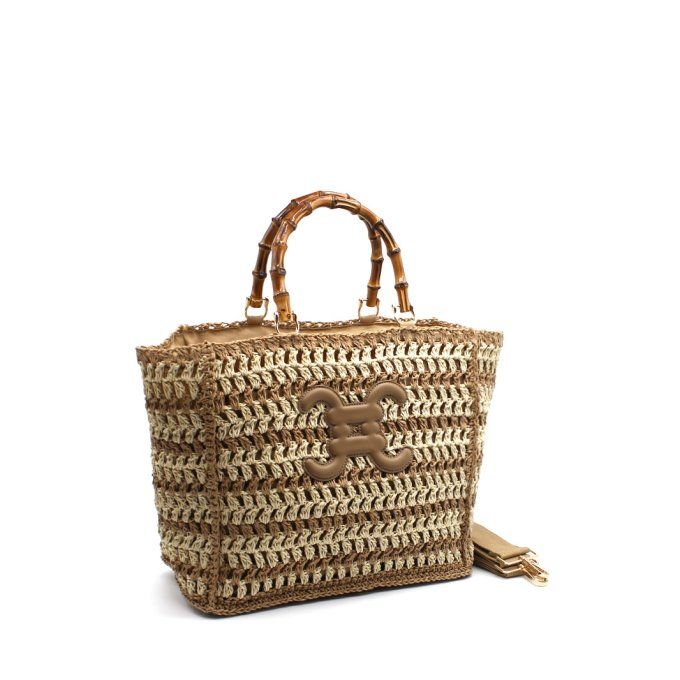 Sac à main à main double C anses bambou 