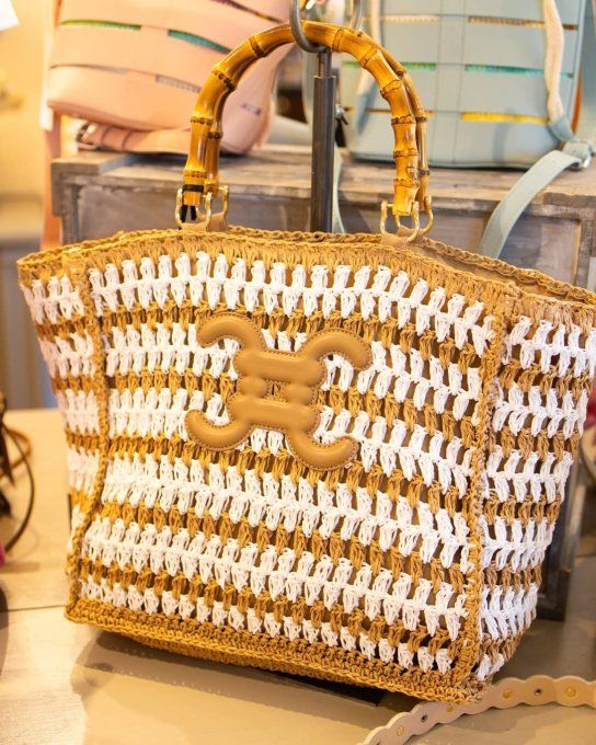 Sac à main à main double C anses bambou 
