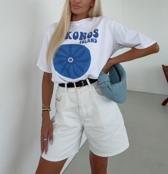 Tee shirt inscription Mykonos , taille unique 36/40