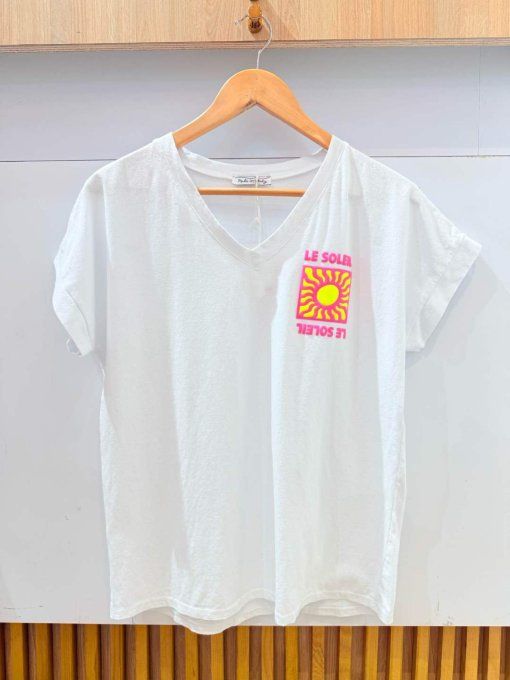Tee shirt blanc logo soleil t.u 36/42