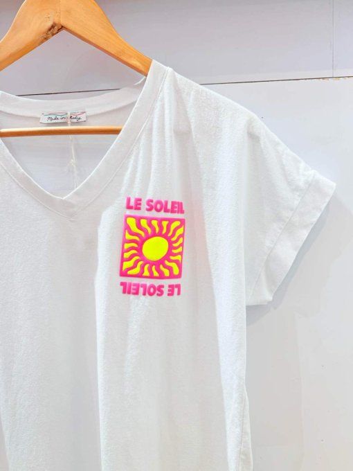 Tee shirt blanc logo soleil t.u 36/42