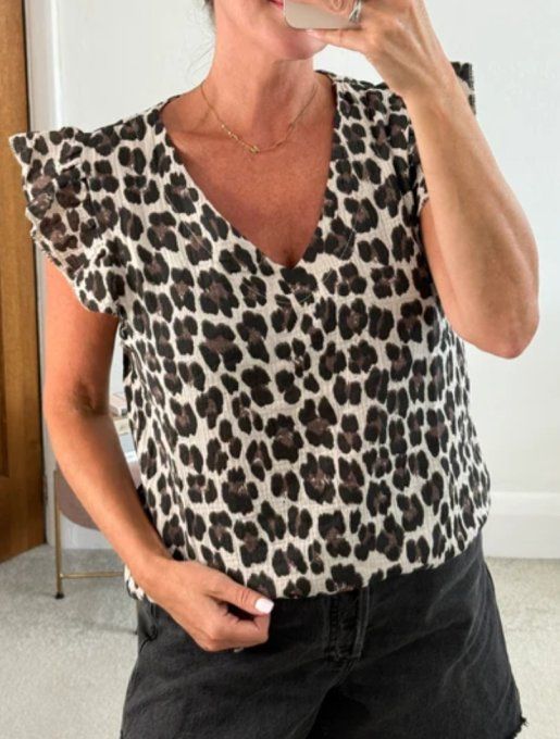 Blouse léopard en gaze de coton t.u 36/42