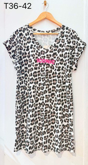 Robe courte imprimée animal Iconic 