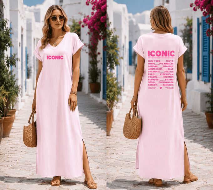 Robe longue tee shirt inscription ICONIC divers coloris 