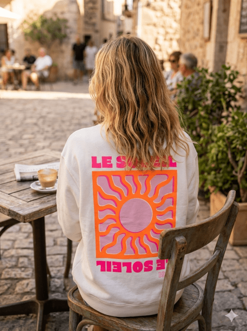 Sweat inscription Le soleil rose ou blanc 