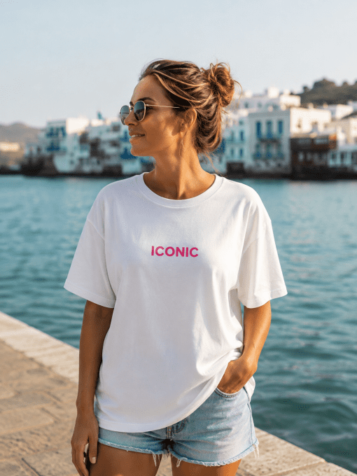 Tee shirt blanc inscription Iconic 