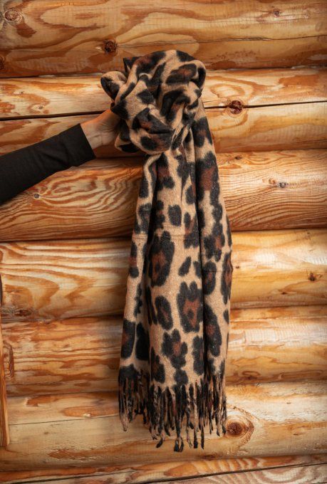 Grande Écharpe tendance leopard 30 % laine   - Copie