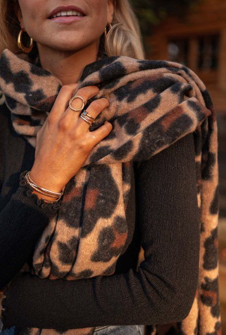 Grande Écharpe tendance leopard 30 % laine   - Copie