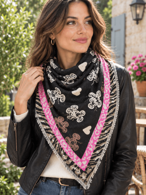 Écharpe triangle mickey avec du leopard et zebré
