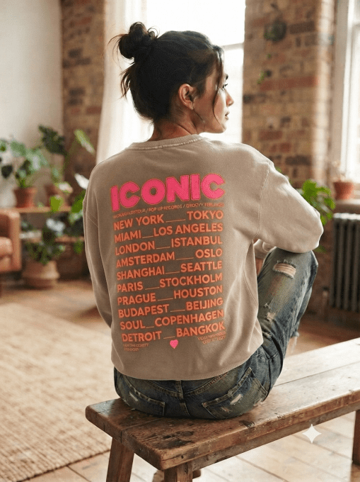 Sweat crème inscription Iconic