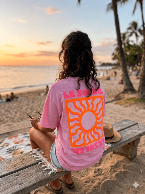 Tee shirt blanc  inscription le soleil ☀️ -