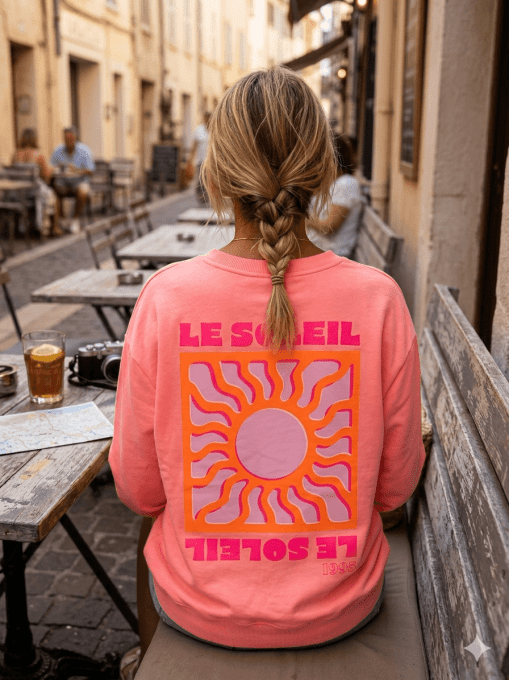 Sweat inscription Le soleil rose ou blanc  